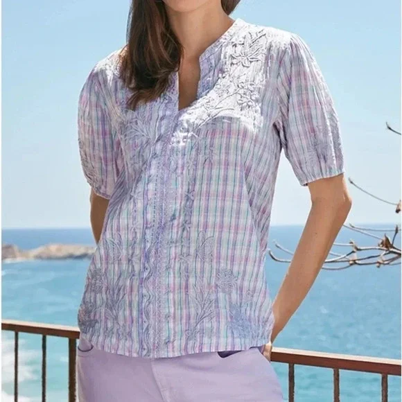 Johnny Was Puff Sleeve Blouse - Picture 5 of 13